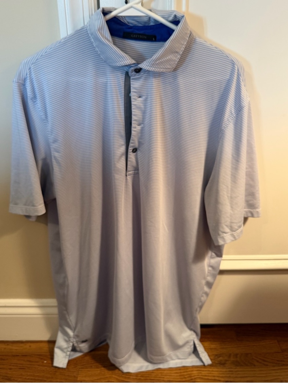 Greyson Light Blue Striped Men's Polo